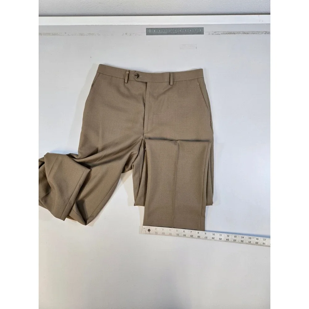 Jos. A. Bank Travelers Mens‎ Tan Wool Tailored Fit Dress Pants 35 Small Holes
